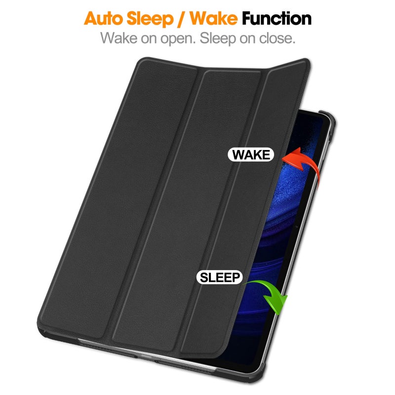 HuHa Case Cover For Xiaomi Pad 6 / 6 Pro Custer Texture 3-Fold Holder Leather Smart Tablet Case(Black) - Image 2