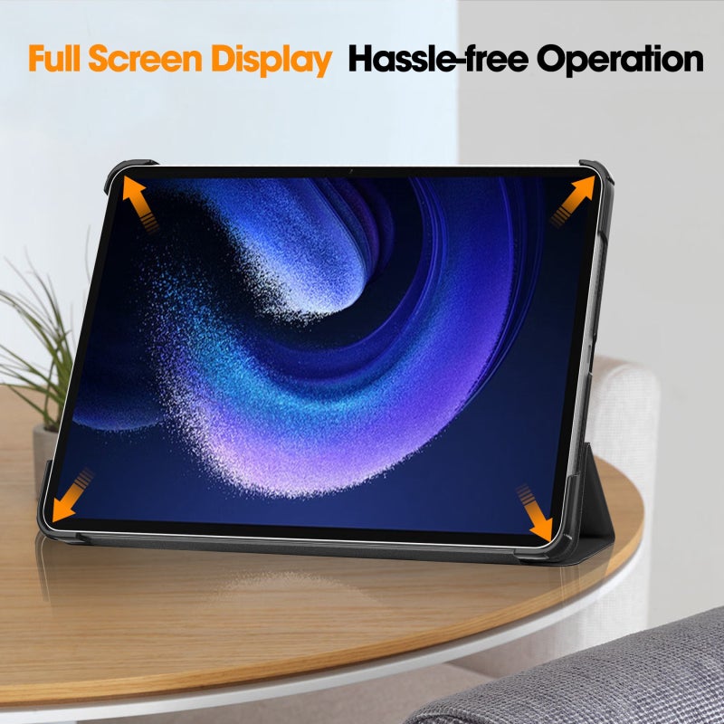 HuHa Case Cover For Xiaomi Pad 6 / 6 Pro Custer Texture 3-Fold Holder Leather Smart Tablet Case(Black) - Image 4