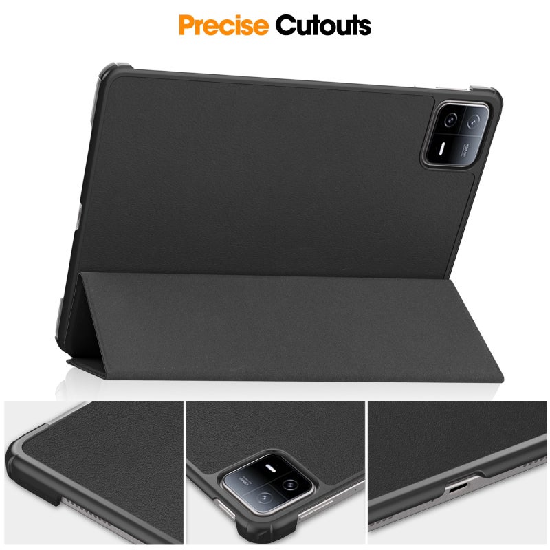 HuHa Case Cover For Xiaomi Pad 6 / 6 Pro Custer Texture 3-Fold Holder Leather Smart Tablet Case(Black) - Image 5