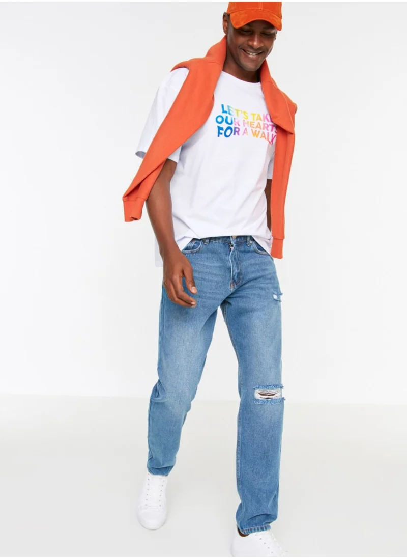 trendyol Distressed Straight Fit Jeans