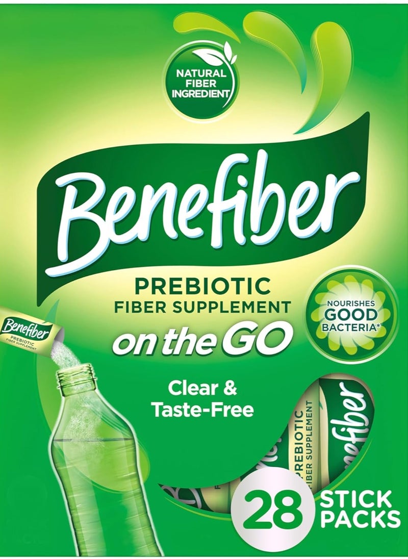 Benefiber - On the Go Prebiotic Fiber Supplement Powder for Digestive Health, Daily Fiber, Unflavored - 28 Sticks (3.92 Ounces) - Image 1