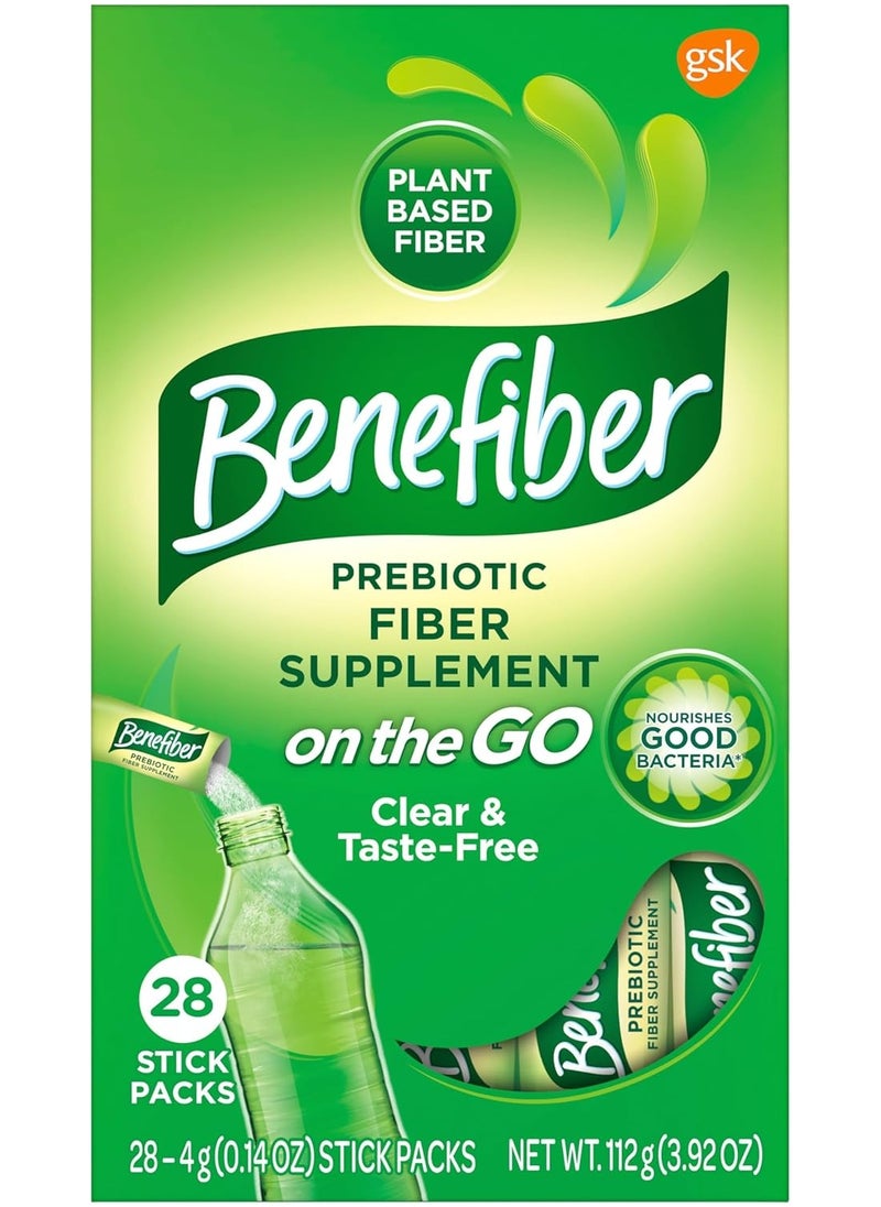 Benefiber - On the Go Prebiotic Fiber Supplement Powder for Digestive Health, Daily Fiber, Unflavored - 28 Sticks (3.92 Ounces) - Image 1