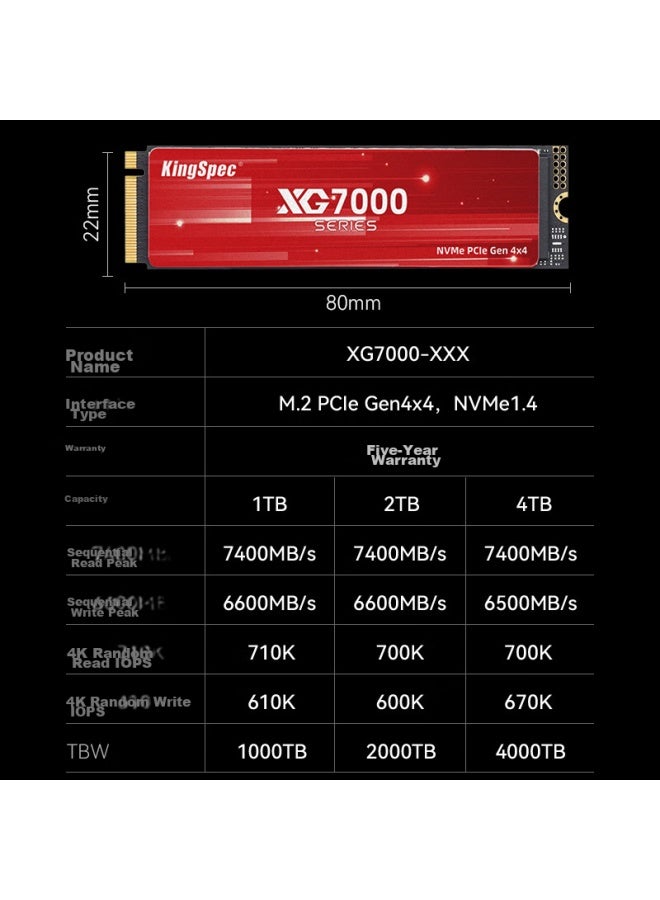Kingspec 2tb Ssd M.2 Interface Pcie 4.0, Read Speed 7400mb/s, Nvme Tlc Particles, Compatible With Desktop And Laptop, Suitable For Black Myth： Wukong - Image 5