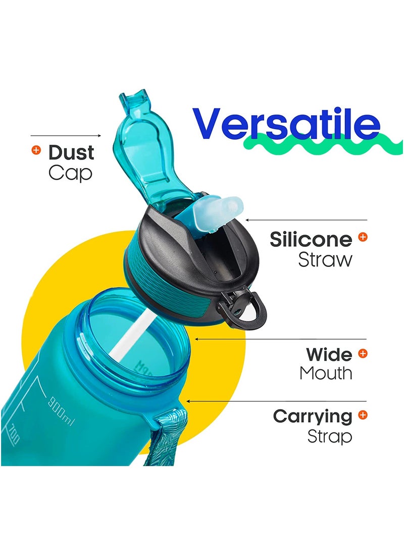 Cutie Cute 32 Oz Motivational Water Bottle with Time Marker & Straw - BPA Free & Leakproof Tritian Frosted Portable Reusable Fitness Sport 1L Water Bottle for Office Gym Workout  - Image 2