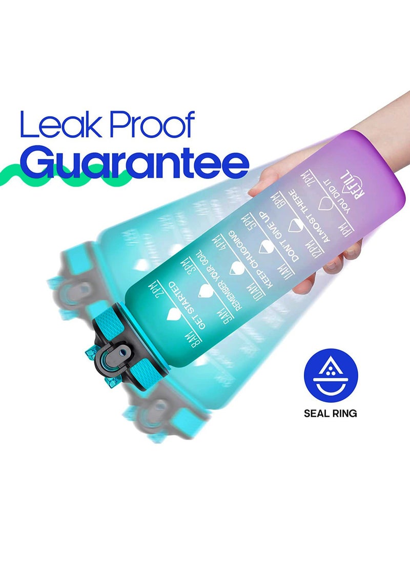 Cutie Cute 32 Oz Motivational Water Bottle with Time Marker & Straw - BPA Free & Leakproof Tritian Frosted Portable Reusable Fitness Sport 1L Water Bottle for Office Gym Workout  - Image 4
