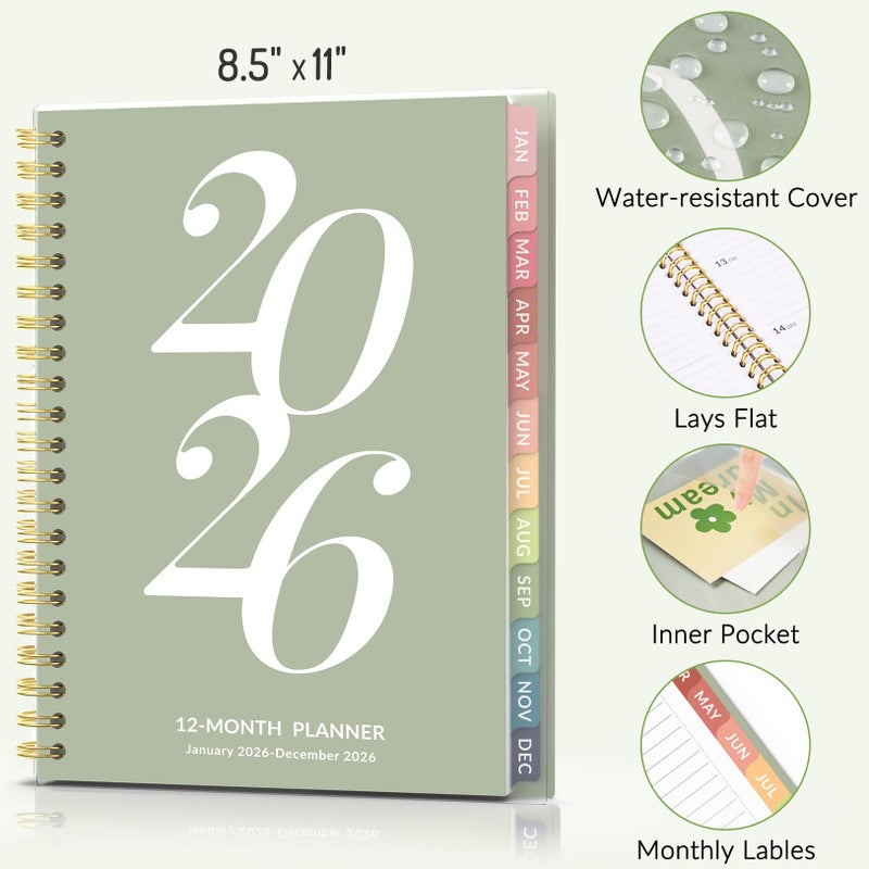 Forvencer 2026 Planner Weekly and Monthly, Jan - Dec 2026, 8.5â€ x 11â€, Large Agenda Planner for Women, Aesthetic Calendar Planner with Spiral Bound, Month Tab, Flexible Cover for School Office, Purple - Image 5