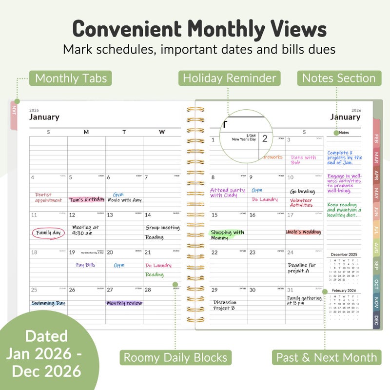 Forvencer 2026 Planner Weekly and Monthly, Jan - Dec 2026, 8.5â€ x 11â€, Large Agenda Planner for Women, Aesthetic Calendar Planner with Spiral Bound, Month Tab, Flexible Cover for School Office, Purple - Image 2