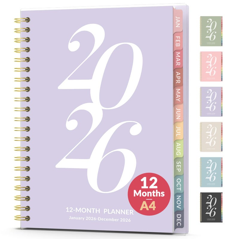 Forvencer 2026 Planner Weekly and Monthly, Jan - Dec 2026, 8.5â€ x 11â€, Large Agenda Planner for Women, Aesthetic Calendar Planner with Spiral Bound, Month Tab, Flexible Cover for School Office, Purple - Image 1