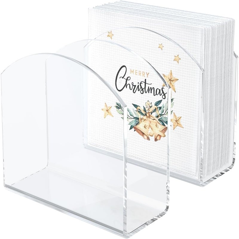 SILUT 2 Pack Clear Napkin Holder for Table, Acrylic Napkins Holder, Napkin Dispenser for Kitchen Table, Cocktail Napkin Holder for Bar, Banquet, Restaurant, Bar napkin holder - Image 1