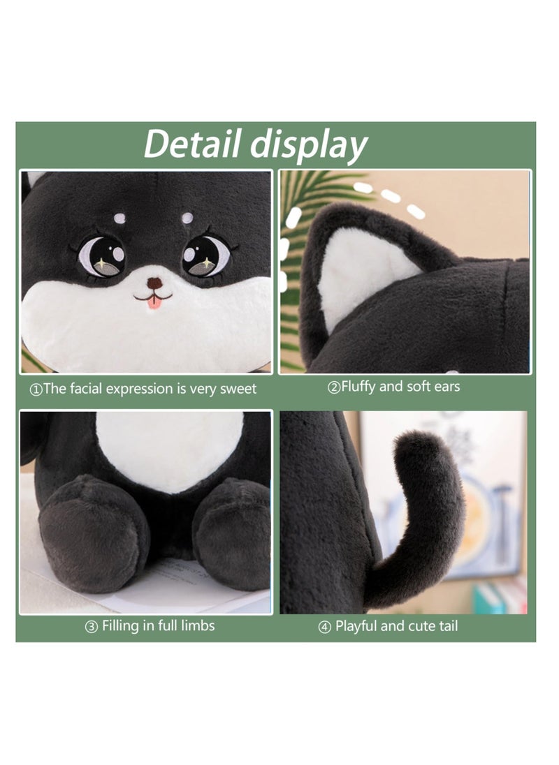 Black Adorable Cat Plush, 9.8 inches Charming Stuffed Animal Cat Plushie Pillow for Kids, Cozy and Huggable Toy, Black  - Image 4