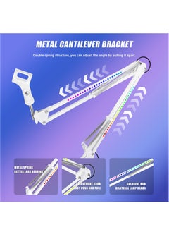 XiuWoo Microphone stand arm boom desk holder with RGB Light Multiple joint angle adjustment with microphone clip Suitable for 2 kg,white  - Image 5