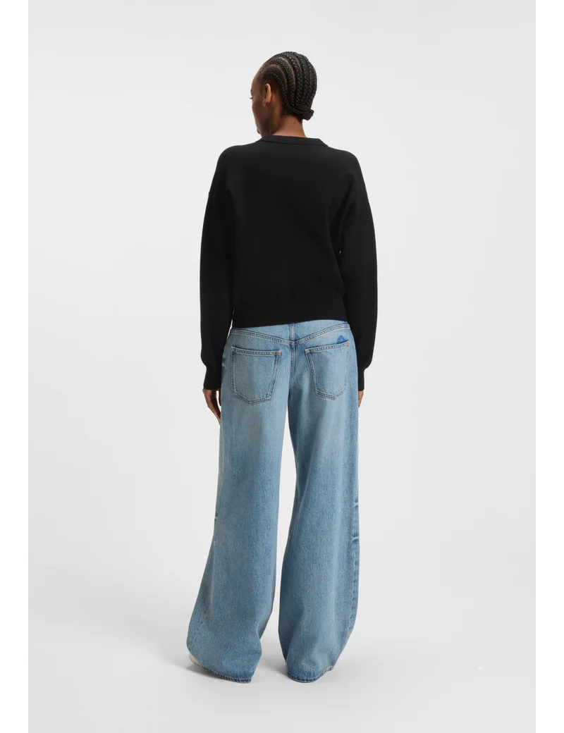 HUGO Relaxed-fit knitted sweater with metallised-yarn logo