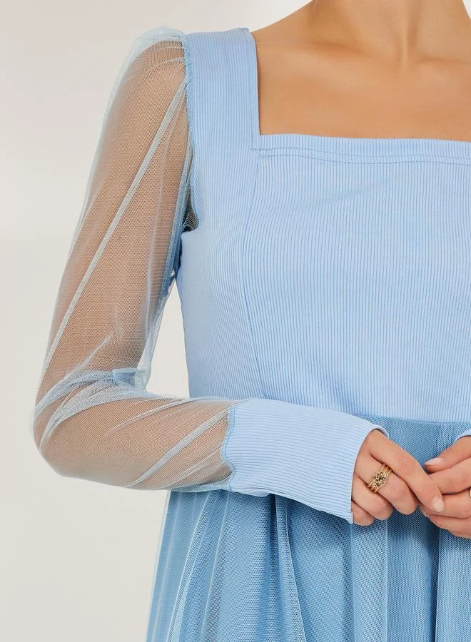 Styli Tulle Overlay Maxi Dress