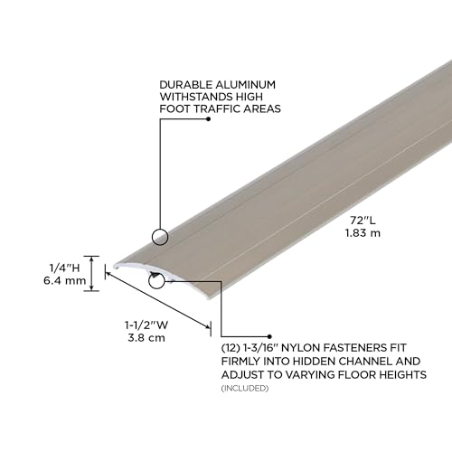 M-D Building Products 43813 1-1/2 in. X 72 in. Pewter Aluminum Multi Floor Transition - Image 2