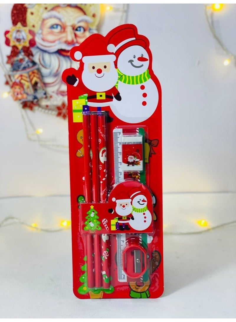 كريسماس كارت اقلام الكريسماس  بأشكال الكريسماس  الكارت فيه 3 اقلام رصاص  و استيكة و برايا  و مسطرة  الكارت مكون من 6 قطع - Image 2