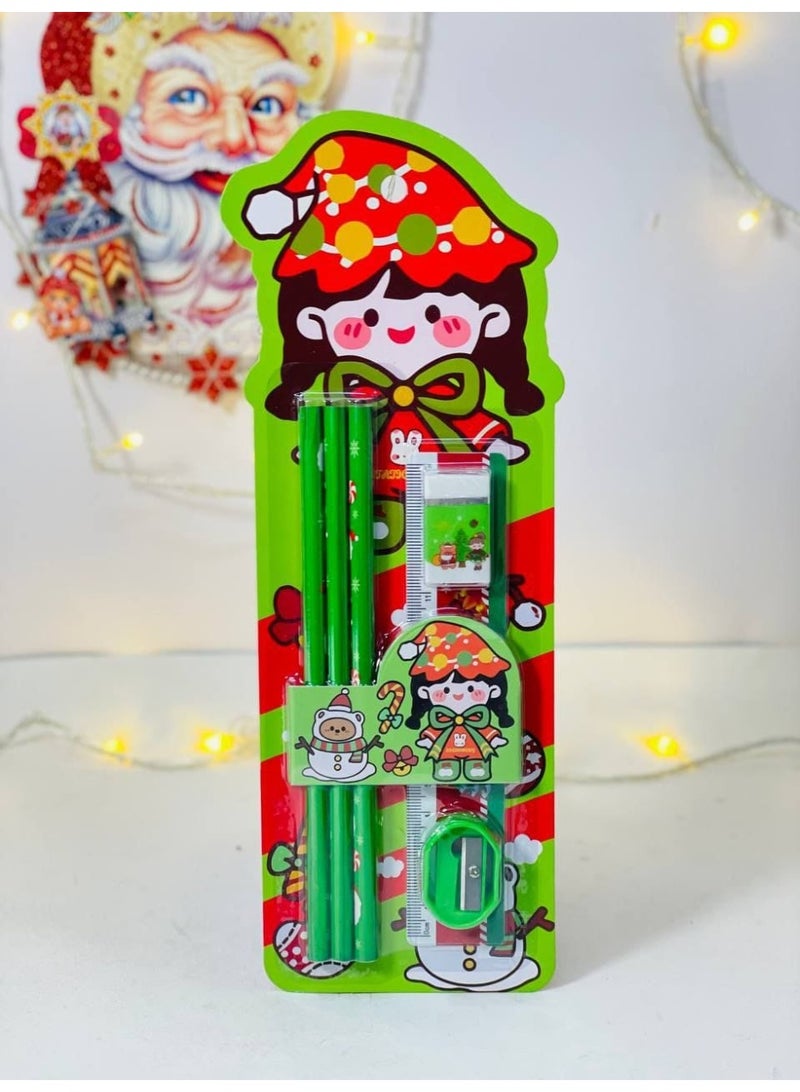 كريسماس كارت اقلام الكريسماس  بأشكال الكريسماس  الكارت فيه 3 اقلام رصاص  و استيكة و برايا  و مسطرة  الكارت مكون من 6 قطع - Image 3