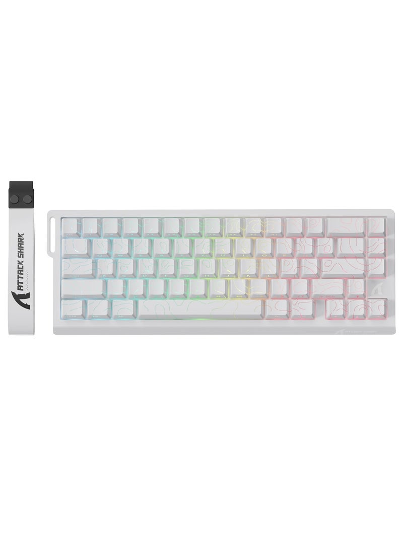 هجوم القرش لوحة مفاتيح ألعاب لاسلكية X68PRO HE 60% سريعة التشغيل مع تشغيل قابل للتعديل، معدل اقتراع 8K، مفتاح مغناطيسي بتأثير هول، تبديل سريع، إضاءة خلفية RGB، بلوتوث/2.4 جيجاهرتز/سلكي، لألعاب FPS - أبيض - Image 1