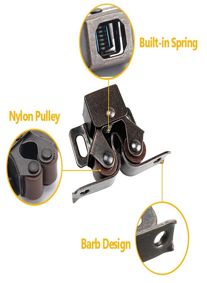 BTMB Cold Rolled Steel Cupboard Closet Cabinet Door Double Ball Roller Catch Latch 20pcs (Bronze Tone) - Image 3