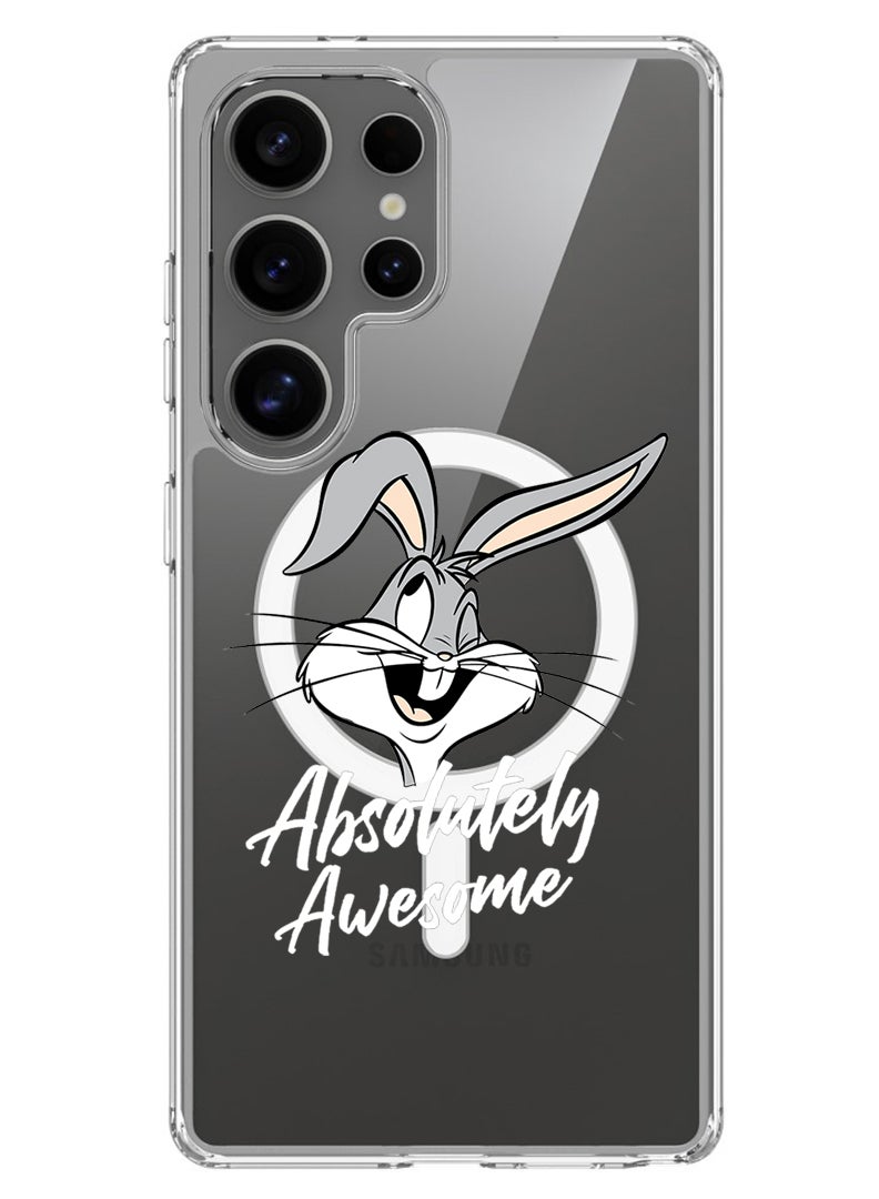 Theodor Magnetic Case for Samsung Galaxy S25 Ultra 6.9-inch Compatible with MagSafe Wireless Charging, Shockproof Phone Bumper Cover Absolutely Awesome - White - Image 1