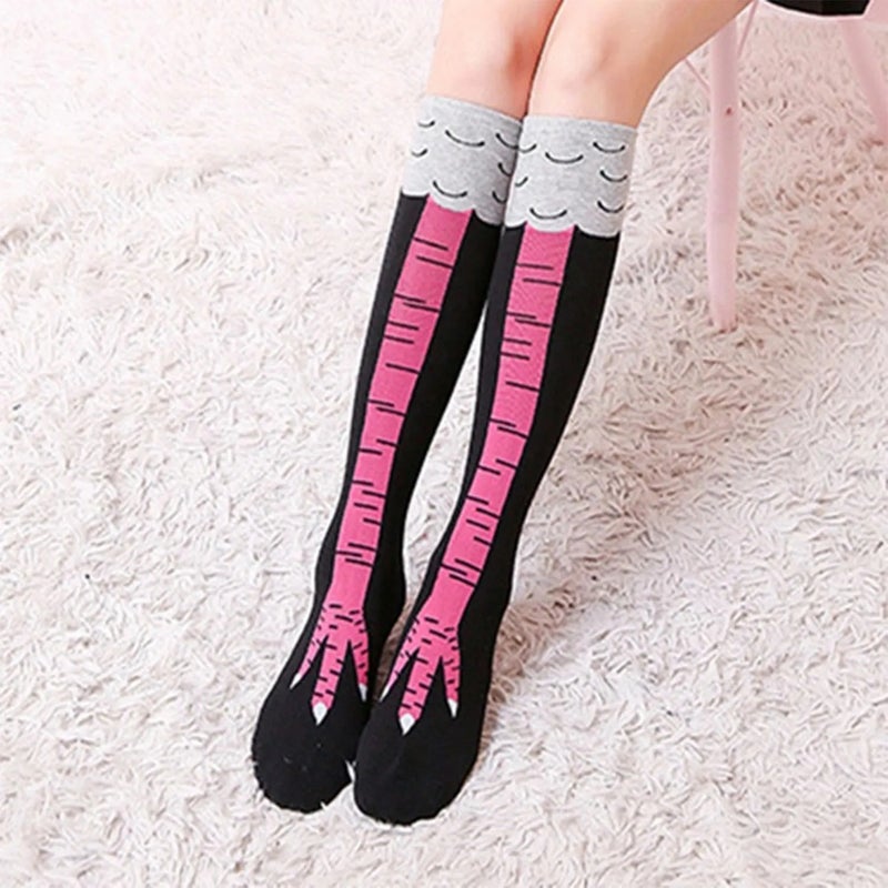 Over Knee Animal Drumstick Socks - 25.6 Inches Length Black Elastic Cotton Blend for Adult, Kid Role-play, Holiday Party Gift - Image 3