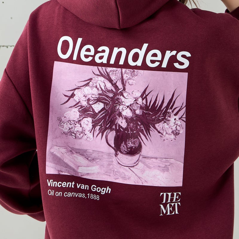 SP Characters Hooded Sweatshirt with Vincent Van Gogh Oleanders Print - Image 4