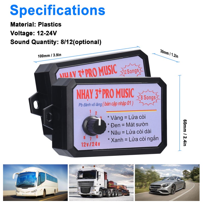 Car Horn Controller Electric Horn Speaker Sound Control Unit with 8 Sound Effects Switching 12-24V for Car Truck Marine Boat - Image 3