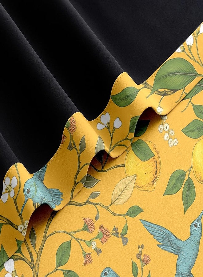 BFAM Floral Print 100% Blackout Curtain with Black Linning at Back, Floral Print Curtains for Living Room/Bedroom Thermal Insulated Energy Saving, Yellow Bird, 6FT, Pack of 1 Curtain - Image 4