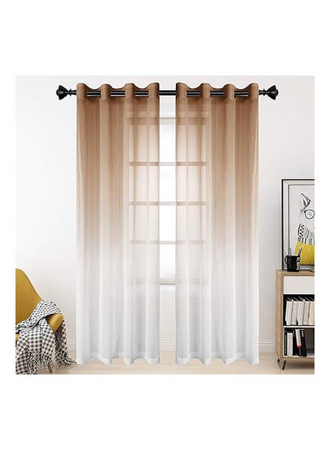 ‎ ستائر فاخرة من الفوال بألوان متدرجة مع حلقات فولاذية قطعة واحدة