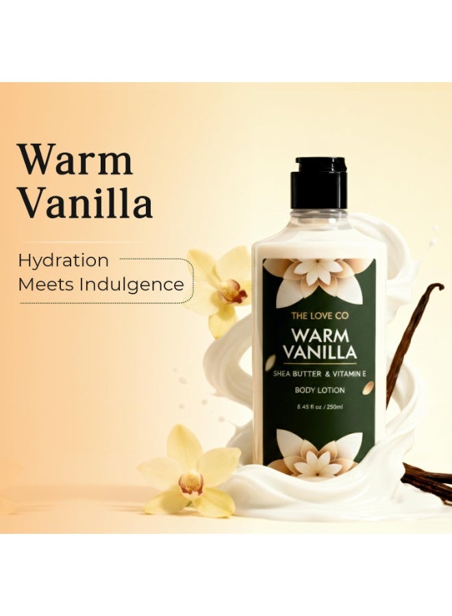 ذا لوف كو. لوشن الجسم الدافئ برائحة الفانيليا من ذا لوف كو - تغذية عميقة بزبدة الشيا وفيتامين هـ - ترطيب يدوم طويلًا لبشرة ناعمة ومتوهجة - عطر فانيليا فاخر - 250 مل - Image 3