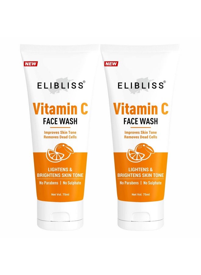 ELIBLISS Vitamin C Face Wash For Face Brightening, Clean & Glowing Skin Toxin, Sls And Paraben Free Pack Of 2  - Image 1
