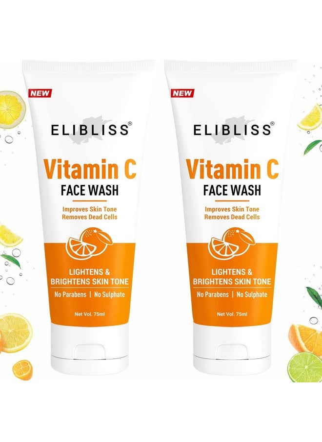 ELIBLISS Vitamin C Face Wash For Face Brightening, Clean & Glowing Skin Toxin, Sls And Paraben Free Pack Of 2  - Image 2