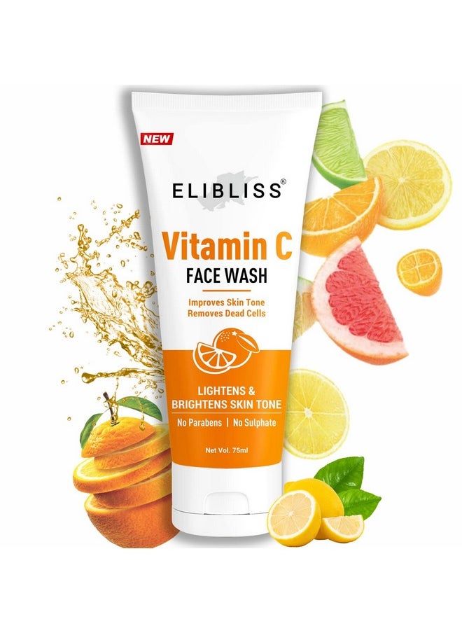 ELIBLISS Vitamin C Face Wash For Face Brightening, Clean & Glowing Skin Toxin, Sls And Paraben Free Pack Of 2  - Image 3