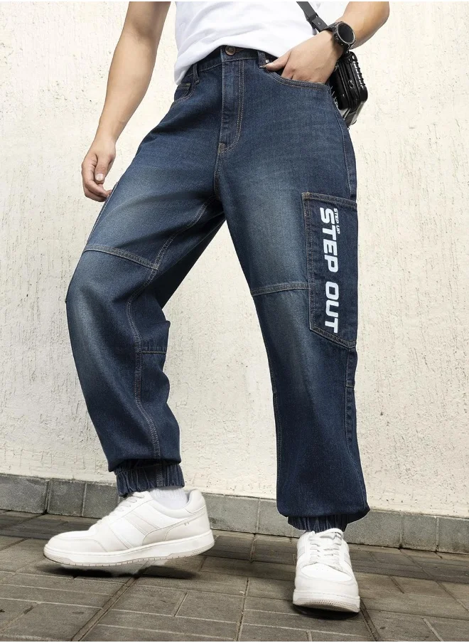 هوبرهولمي Men Indigo Jeans - Baggy Loose Fit for Relaxed Style