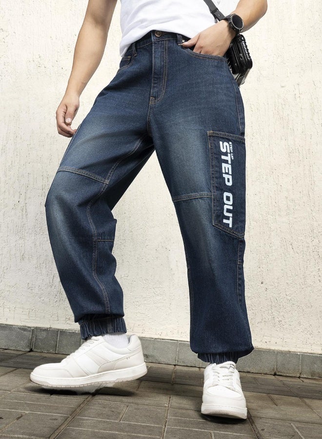 Hubberholme Men Indigo Jeans - Baggy Loose Fit for Relaxed Style  - Image 1