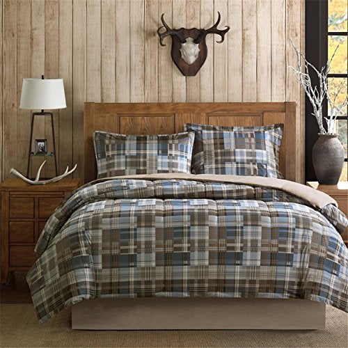 Woolrich John Rich & Bros. Woolrich Comforter Set, Cabin Lodge, Warm Cover for Colder Season, Modern Cottage-Inspired Down Alternative Ultra Soft Microfiber Bedding, Matching Sham, Plaid Grey/Blue Twin 2 Piece - Image 2