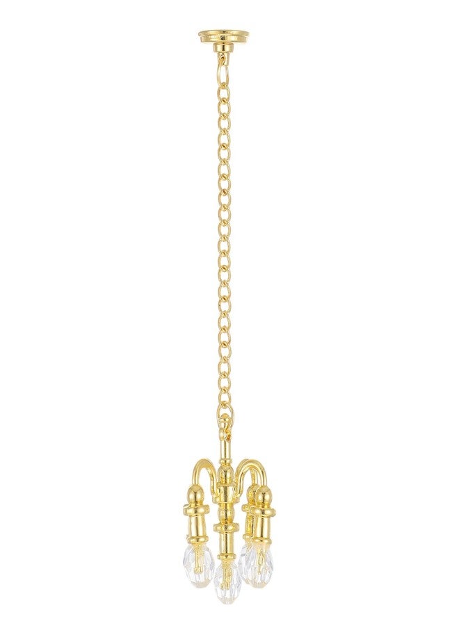 HaiFafafaing Mini Chandelier Crystal Miniature Dollhouse Chandelier 5 Head Hanging Ceiling Lamp Gold 1:12 Scale Miniature Dollhouse Accessories for Doll House Accessories - Image 1