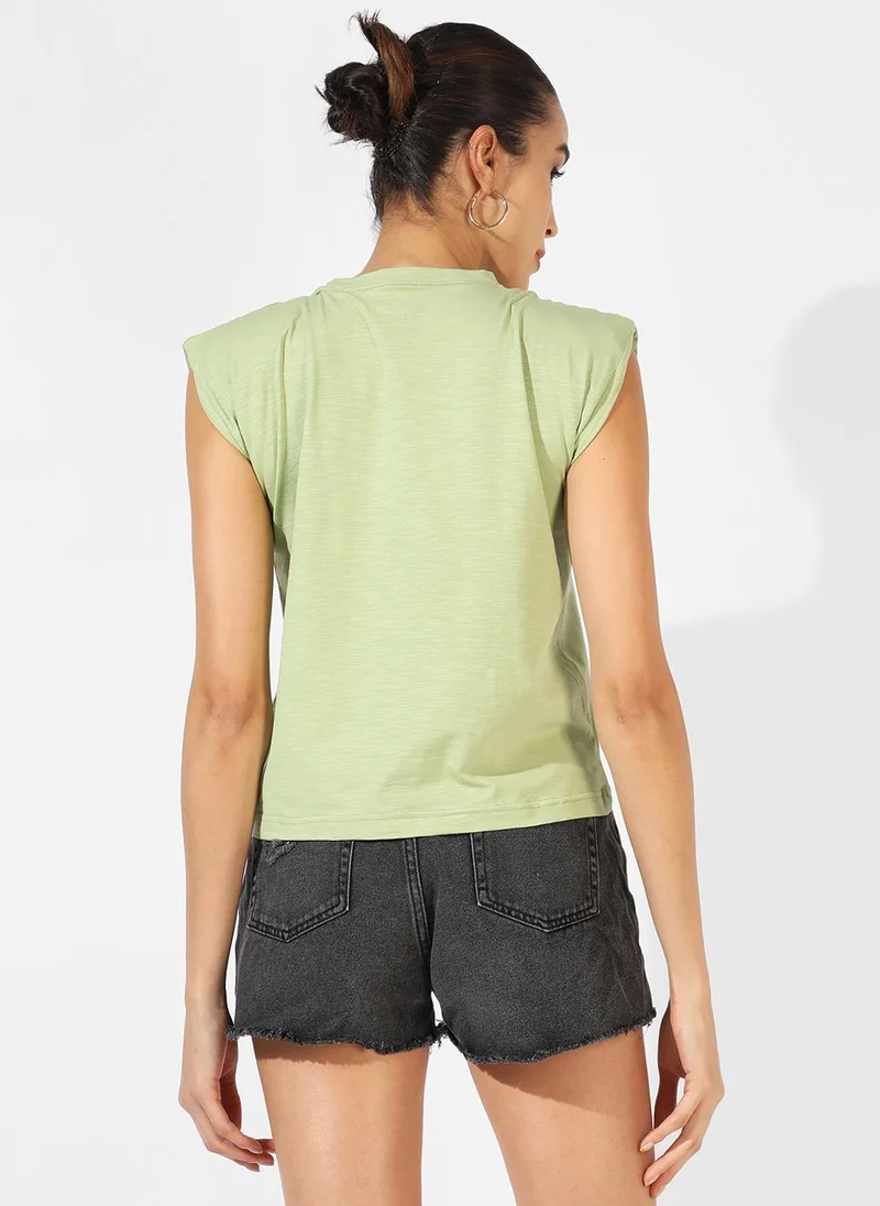 Pinacolada  Women's Solid Sage Green Top for Women | Best Price UAE