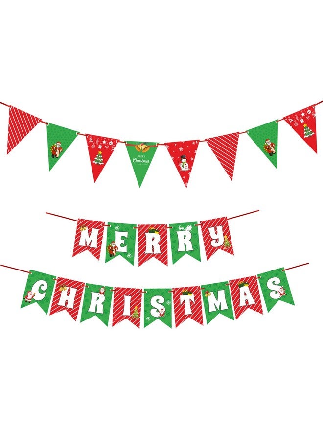 TOYXE Merry Christmas Banner and Matching Bunting Triangular Flags Combo - Image 3
