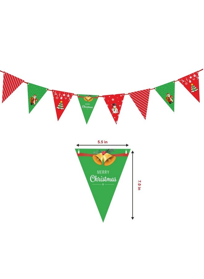 TOYXE Merry Christmas Banner and Matching Bunting Triangular Flags Combo - Image 2