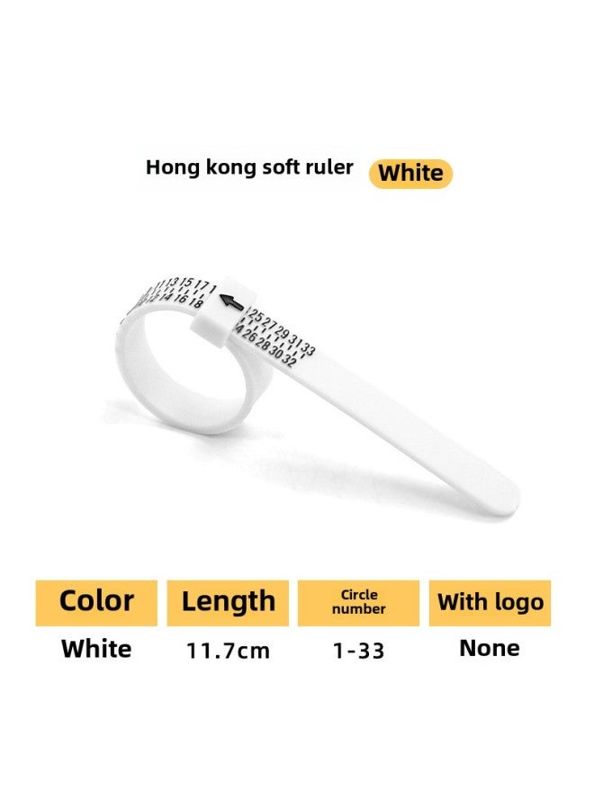 Ring Measuring Belt US, Hong Kong, Japan, And England Finger Circumference Measuring Ruler Ring Soft Ruler Ring Size Screening Products-Model:White Harbour Degree Ring Ruler  - Image 1