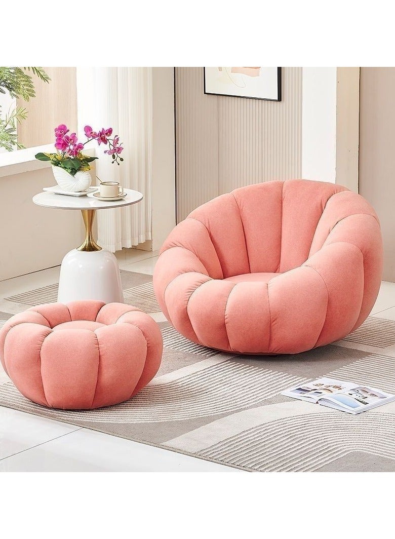 Simple Modern Accent Chair, Single Sofa, Cute Lazy Sofa, Tatami Design, Pumpkin Chair, Recliner Chair, Leisure Balcony Compact Furniture for Living Room Bedroom Home