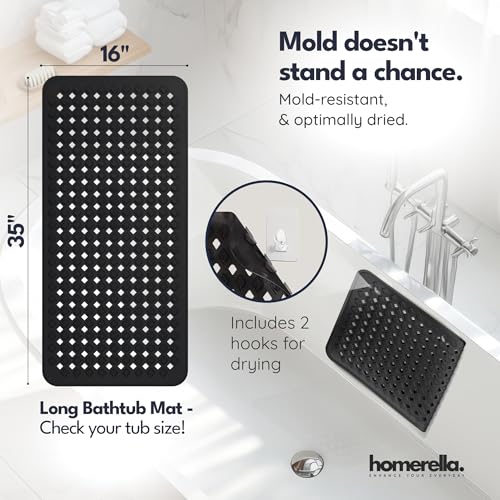 Homerella Bathtub Mat Non Slip 35x16 - homerella® Bath Mat Incl. Hooks for Drying, Extra Long, 100% BPA Free, Shower Mat Non Slip Anti Mold, Machine Washable, Shower Mats for Inside Shower Mildew Resistant - Image 3