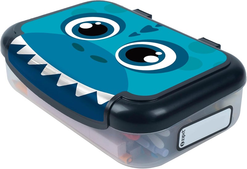 Zipit Recycled Plastic Pencil Box for Boys, Large Capacity Pencil Case for School, Durable Stationery Organizer Box, Dino - Image 3