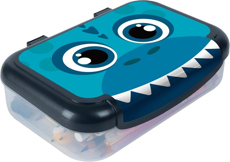 Zipit Recycled Plastic Pencil Box for Boys, Large Capacity Pencil Case for School, Durable Stationery Organizer Box, Dino - Image 1