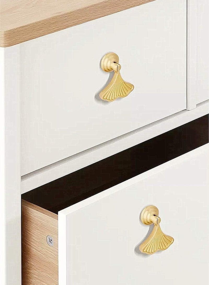 2-Piece Cabinet Pulls, Exquisite Ginkgo Leaf Shape Knobs for Home and Office, Modern Single Hole Ginkgo Leaf Drop Knob for Wardrobe, Drawer and Doors - Gold - Image 5