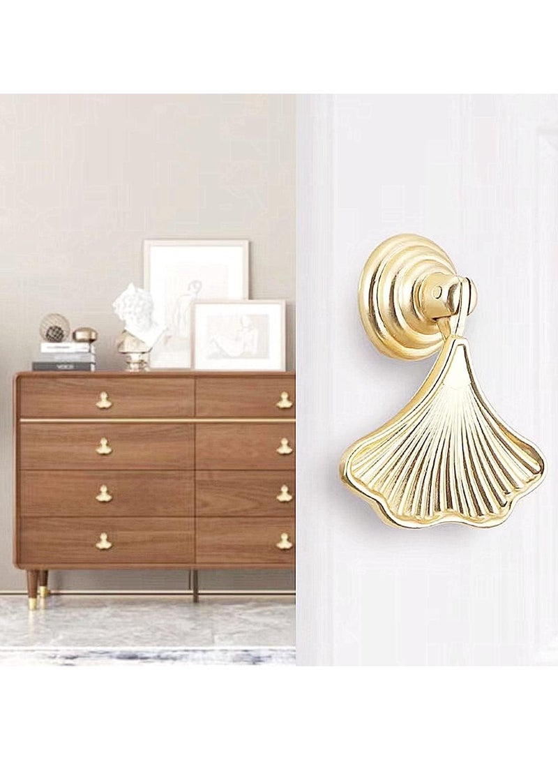 2-Piece Cabinet Pulls, Exquisite Ginkgo Leaf Shape Knobs for Home and Office, Modern Single Hole Ginkgo Leaf Drop Knob for Wardrobe, Drawer and Doors - Gold - Image 3