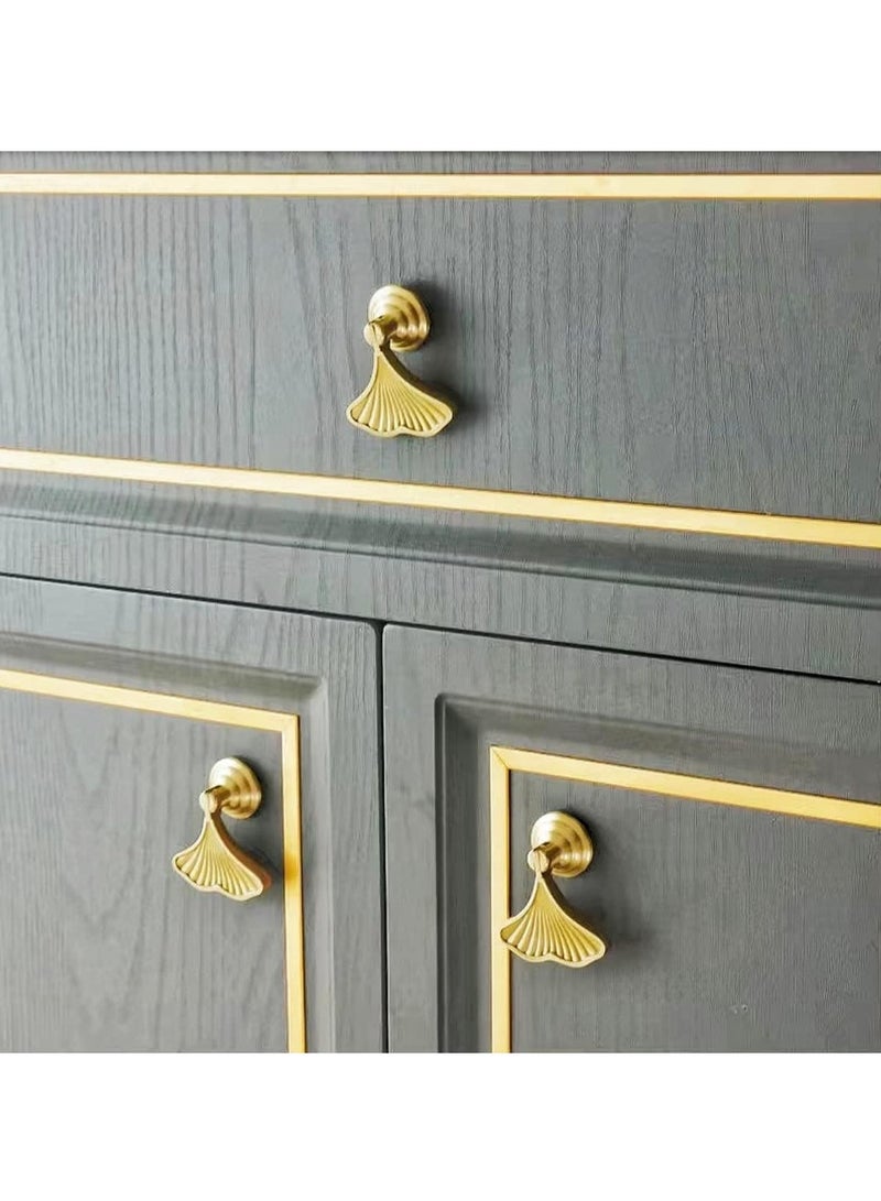 2-Piece Cabinet Pulls, Exquisite Ginkgo Leaf Shape Knobs for Home and Office, Modern Single Hole Ginkgo Leaf Drop Knob for Wardrobe, Drawer and Doors - Gold - Image 2