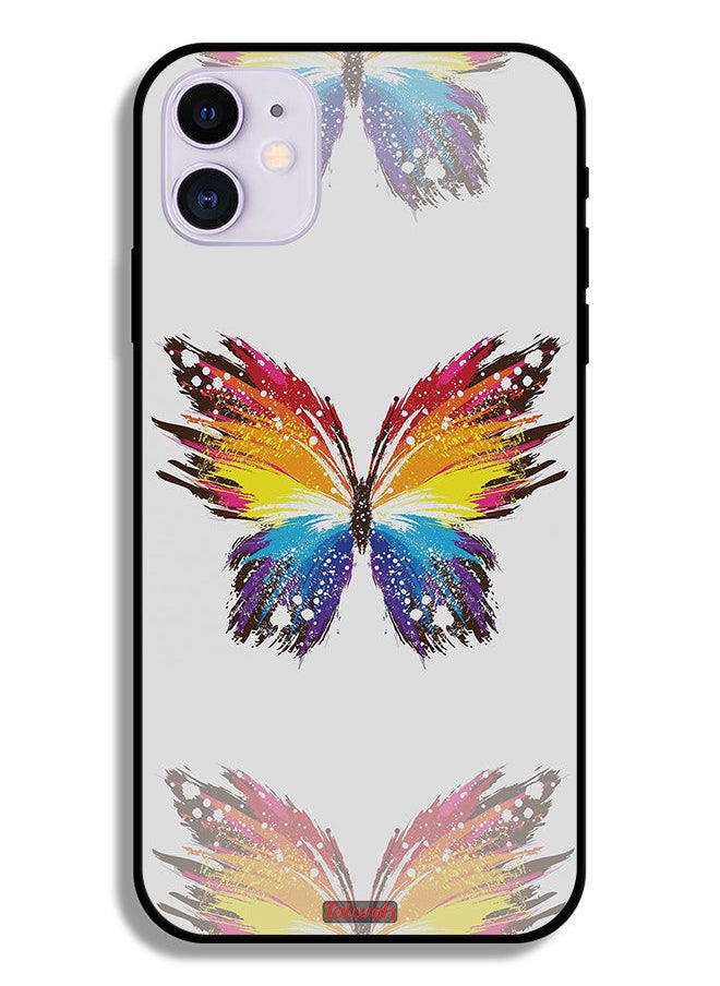 Tolwak - Apple iPhone 11 Protective Case Digital Art Simple Background Minimalism Butterfly - Image 1