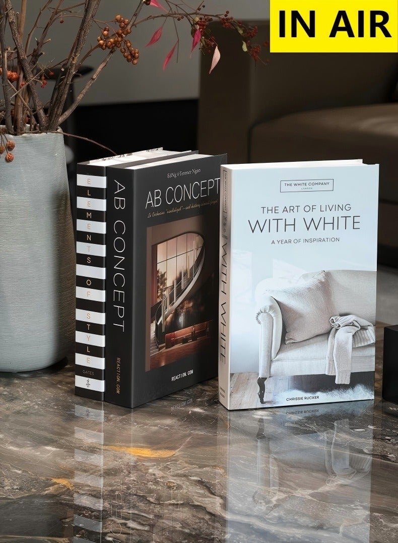 In Air Decorative Books for Home Decor,Set of 3 Stylish Fake Books of Room Books Decor Aesthetic,for Coffee Table Decor,Living Room, Table, Shelf Decor,Modern Hardcover Stacked Display Books - Image 1