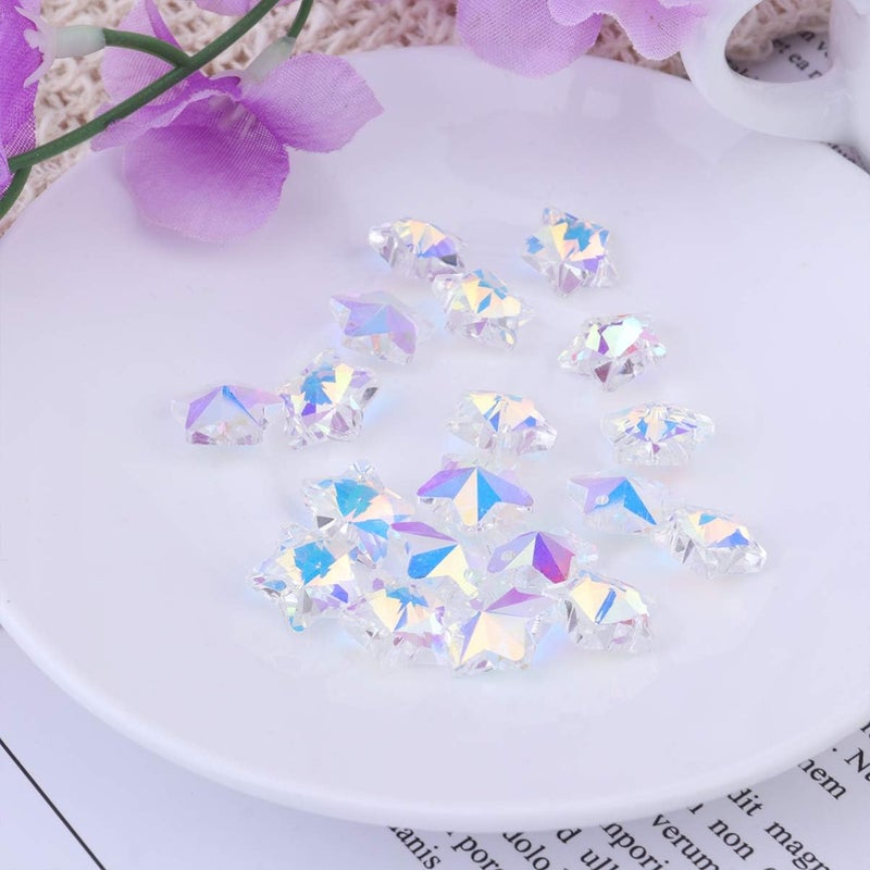 comfrt 100pcs Ab Loose Beads Star Shaped Glass Crystal Rhinestones Clear Gemstone Charms Pendants for Jewelry Making Clothing Bag Decorations (14mm) - Image 4